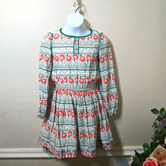 435 By Matilda Jane Spirited Song Cream Orange/Green Folklore Style Floral Dress - Picture 16 of 16